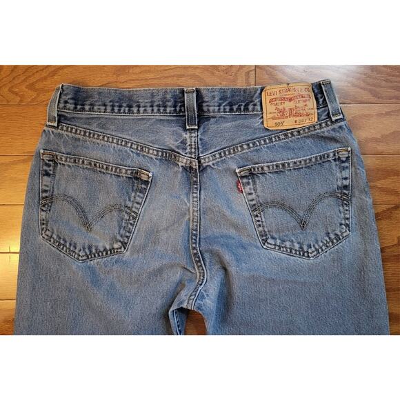 Levi's Jeans Men 34x31 Blue Denim 505 Regular Fit Straight Leg Medium Wash - Picture 4 of 16